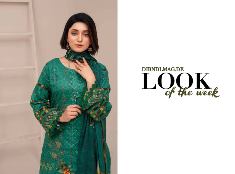 Aairah Teal Green Embroidered Lawn 3-Piece Suit – Stylish & Elegant